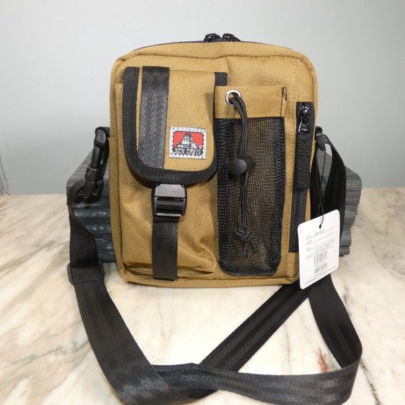 Ben Davis Waist, Shoulder Compartments Cross Body Bag Tan and Black - Picture 2 of 7